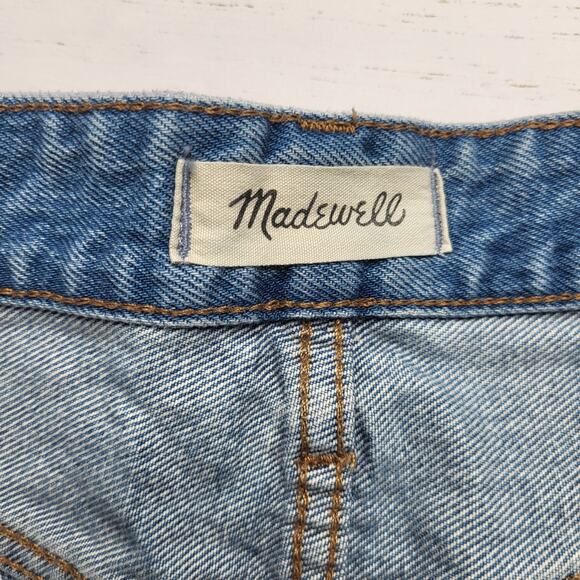 Madewell Relaxed Denim Jean Shorts Raw Hem Distressed Ripped Medium Wash 26 - Picture 6 of 8